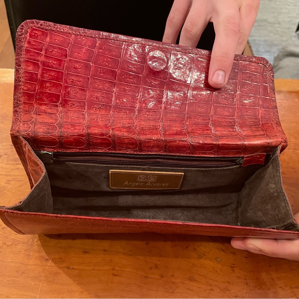 ANGELA ALVAREZ ‘Patricia’ Luxury Vintage Real Croc Clutch. Very Rare! VGUC. 🔥 - Picture 4 of 16